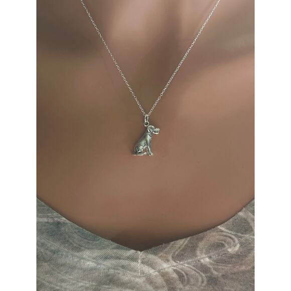Sterling Silver Sitting Labrador Necklace, Silver Sitting Labrador Necklace - Picture 3 of 4